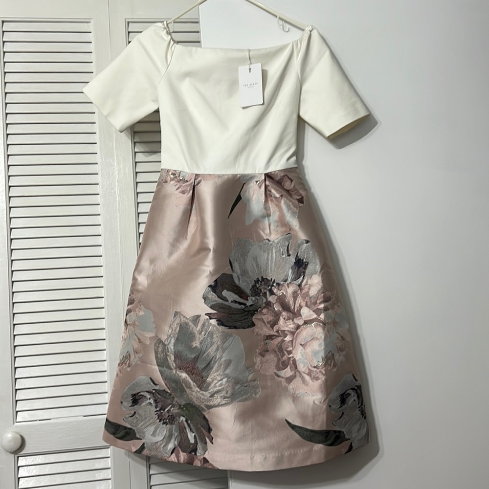 Ted Baker London Woodland Off the shoulder jacquard dress